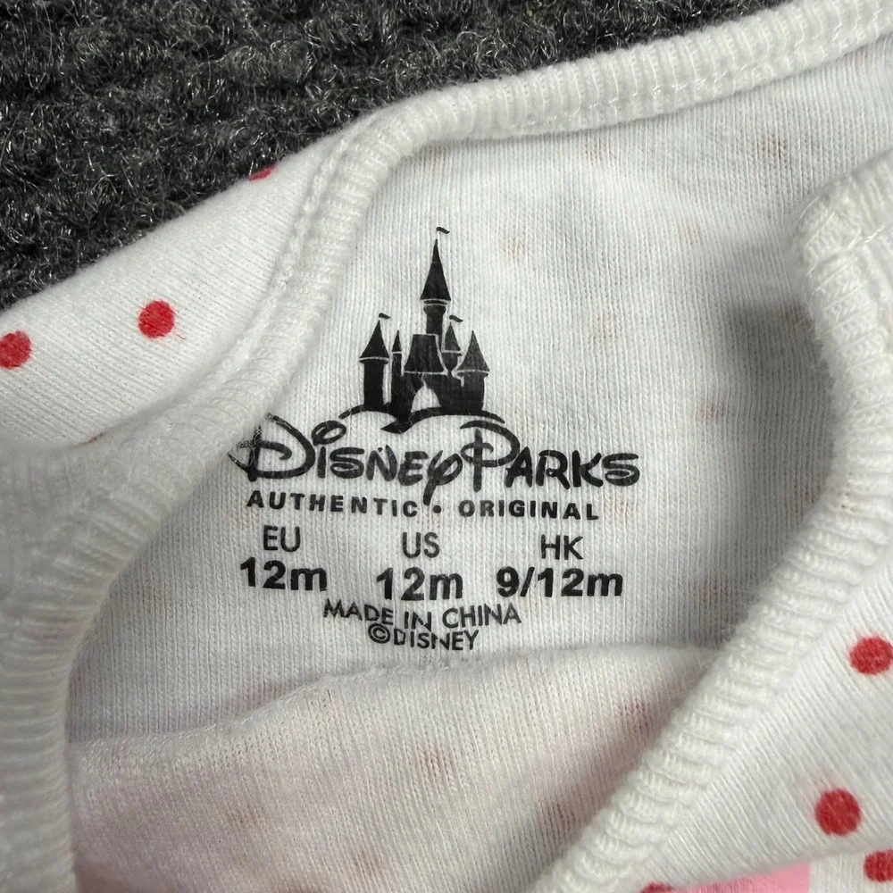 Disney Parks Minnie Mouse Polka Dot Ruffle Sleeve Bodysuit White Red 12M